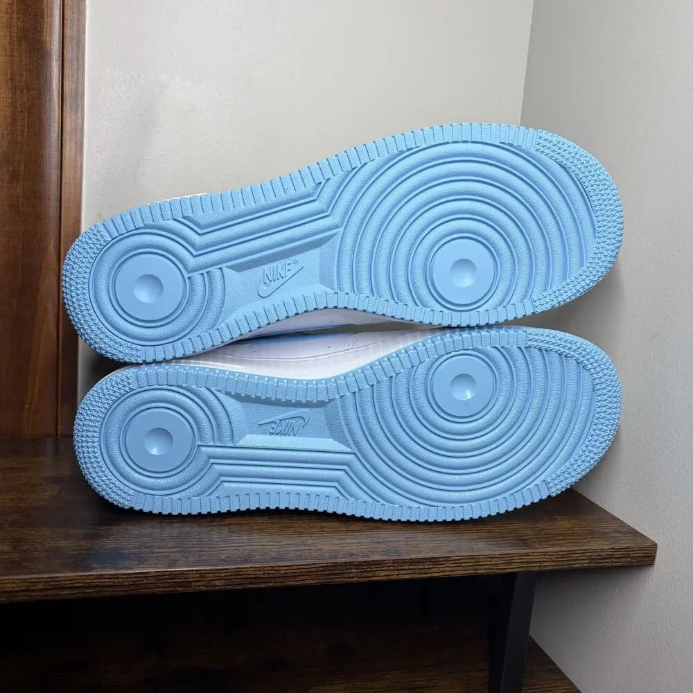 Size 10.5 - Nike Air Force 1 Low '07 White Aquarius Blue (Brand New)